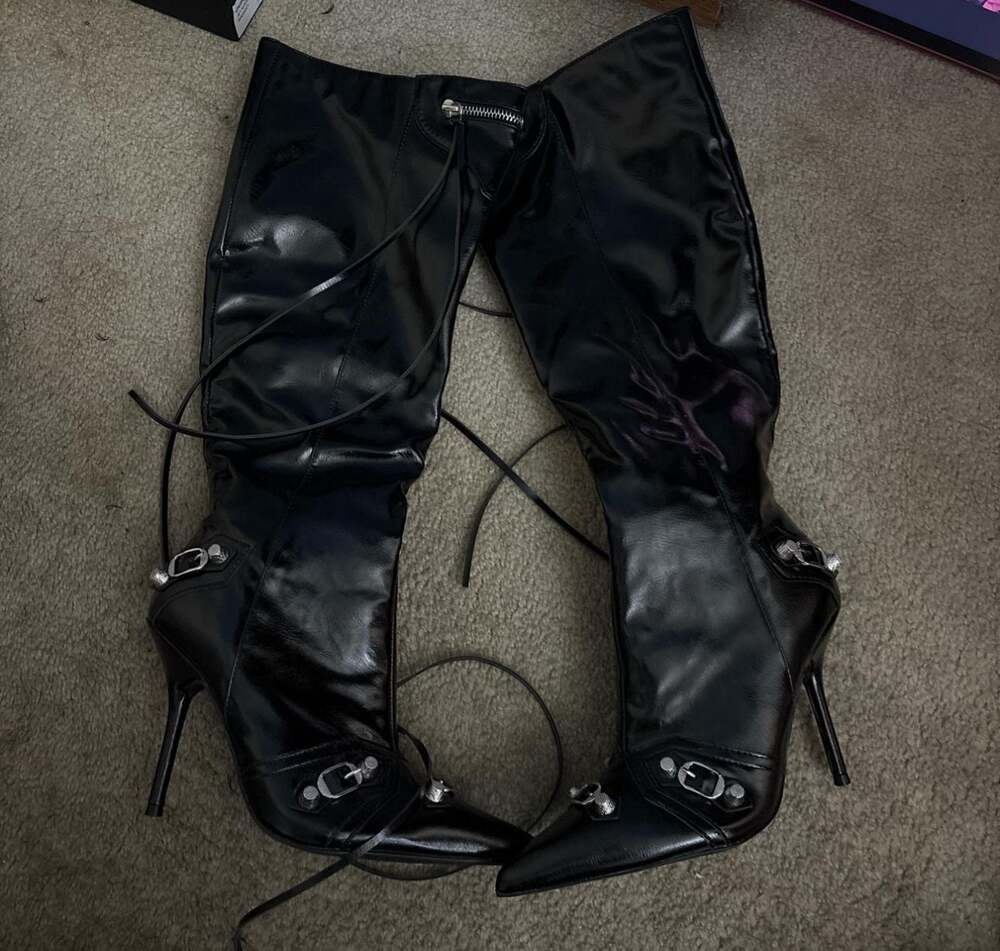 Pointy Toe Knee High Heel Boot with Tassel Zipper Knee-High